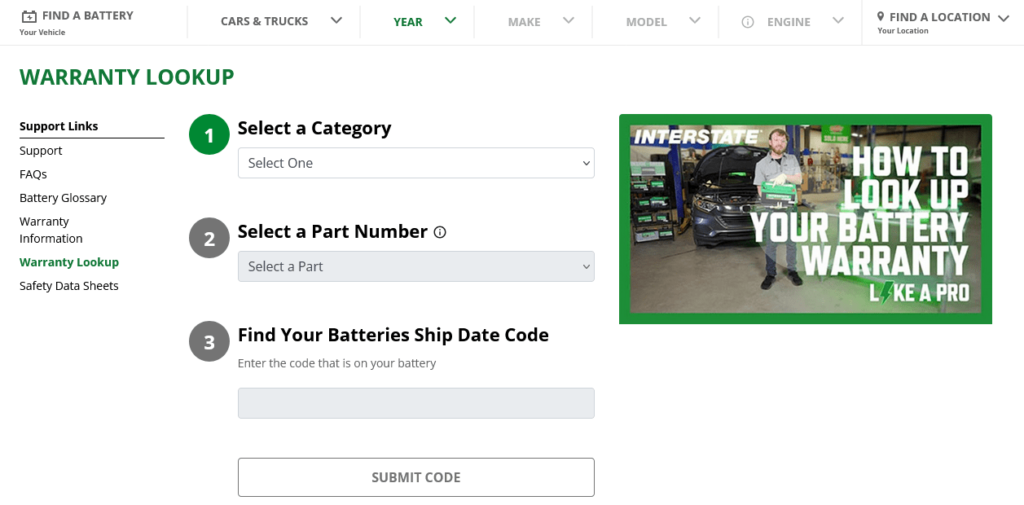 Interstate Batteries’ Online Warranty Check Tools