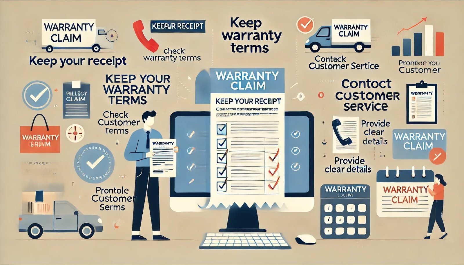 Here is an infographic styled-picture illustrating tips on how to file a warranty claim.